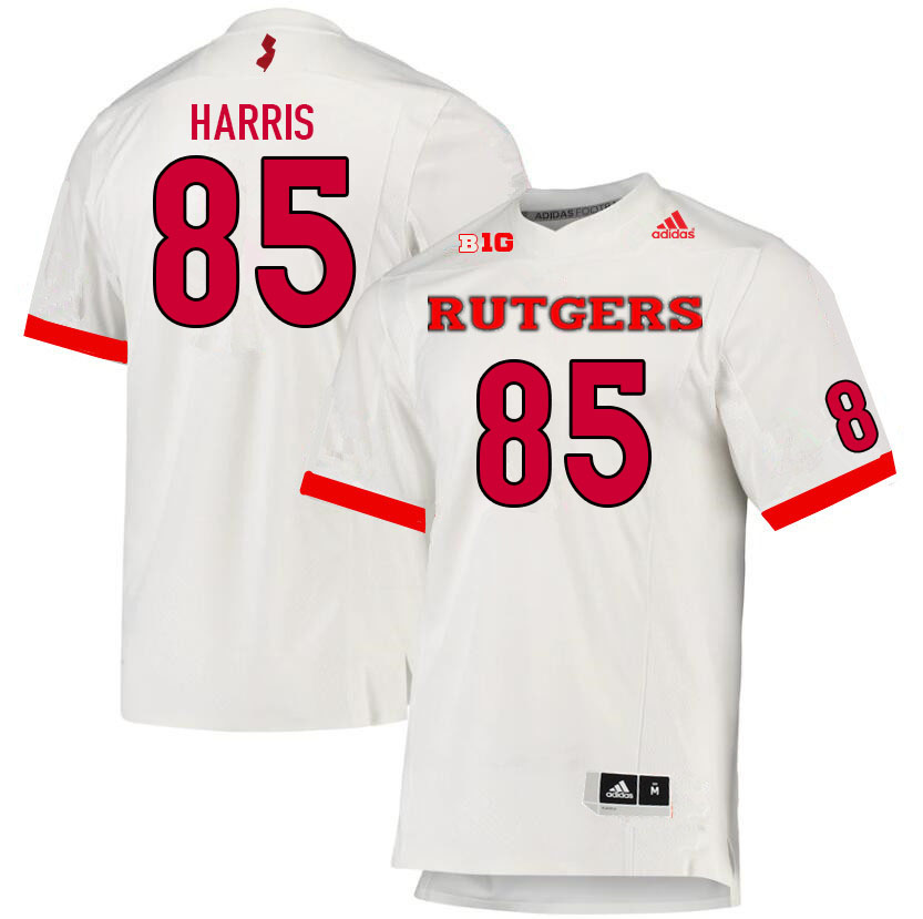 Men #85 Taj Harris Rutgers Scarlet Knights College Football Jerseys Sale-White - Click Image to Close